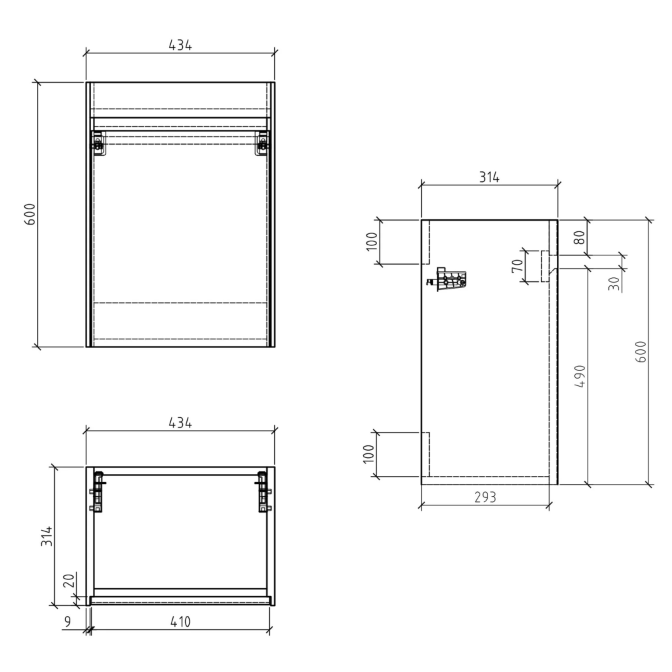 Oscar 440mm Wall Hung Cloakroom Vanity Unit with Resin Basin in Metallic