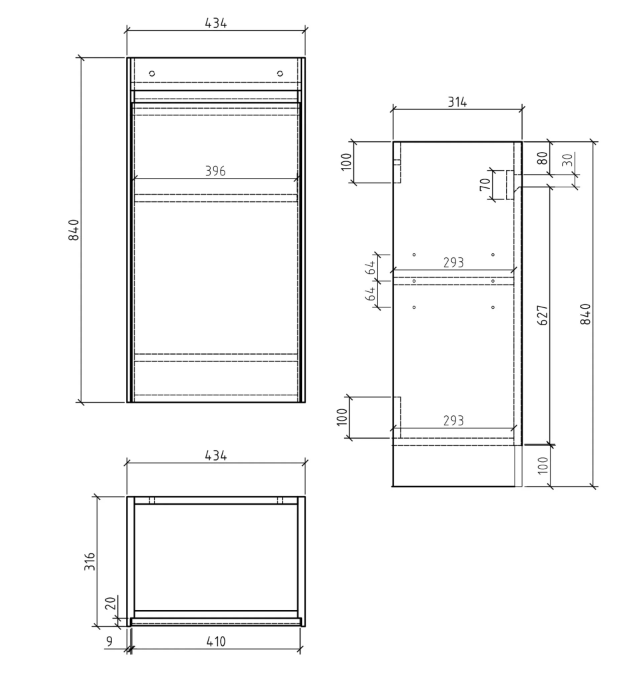 Oscar 440mm Floor Standing Cloakroom Vanity Unit with Resin Basin in Metallic