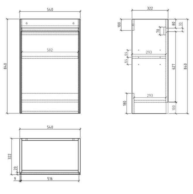 Oscar 545mm Floor Standing Cloakroom Vanity Unit with Ceramic Basin in Concrete