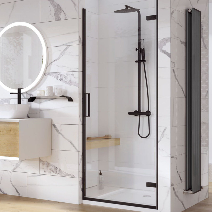 Evelyn 1200mm Hinged Shower Door - Matt Black N24