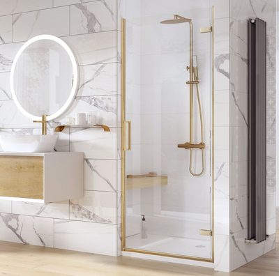 Evelyn 1200mm Hinged Shower Door - Brushed Gold N24