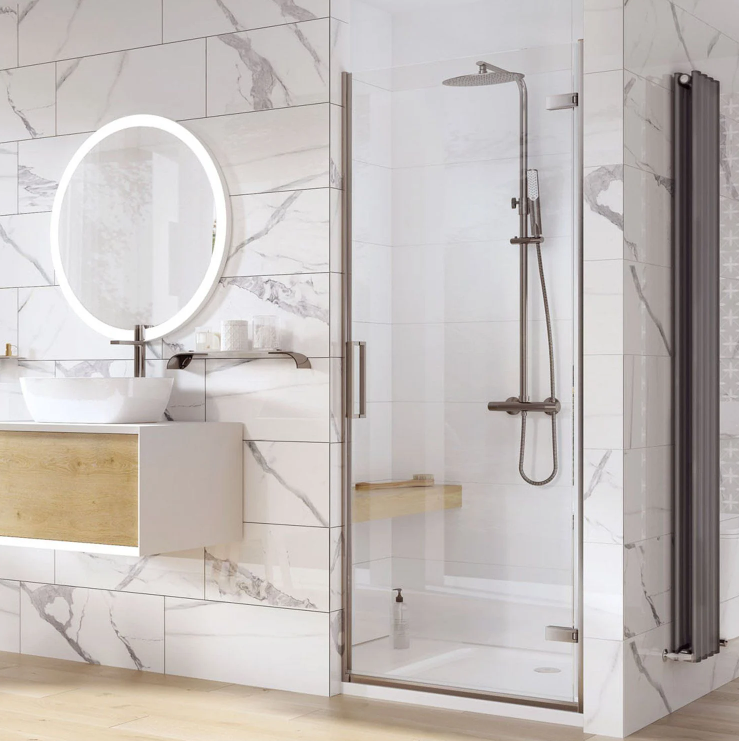 Evelyn 1200mm Hinged Shower Door - Gunmetal N24