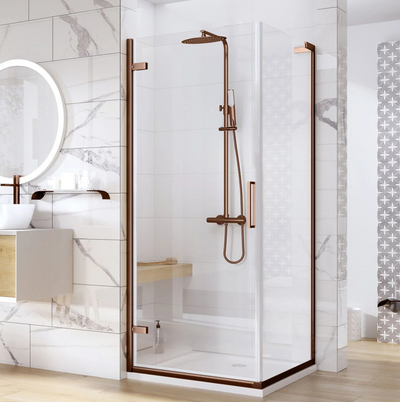 Evelyn 800mm Hinged Shower Door - Brushed Bronze N24