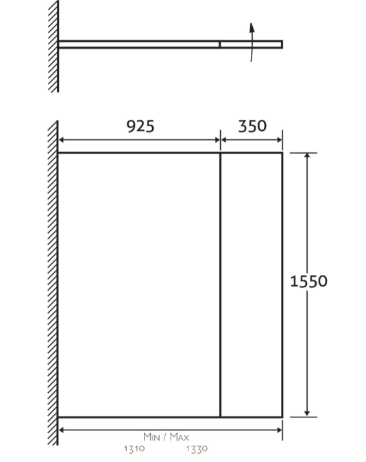 Roman Fixed Bath Screen with Hinged Panel