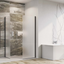 Cubuz Walk-in Fixed Frosted Glass & Black Shower Screen - 580mm Shower Tray or Wetroom