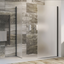 Cubuz Walk-in Fixed Frosted Glass & Black Shower Screen - 980mm Shower Tray or Wetroom