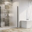 Cubuz Walk-in Fixed Frosted Glass & Black Shower Screen - 980mm Shower Tray or Wetroom