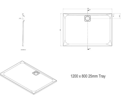 Ellis Slimline Rectangular Shower Tray - 1200 x 800mm