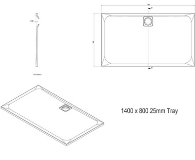 Ellis Slimline Rectangular Shower Tray - 1400 x 800mm