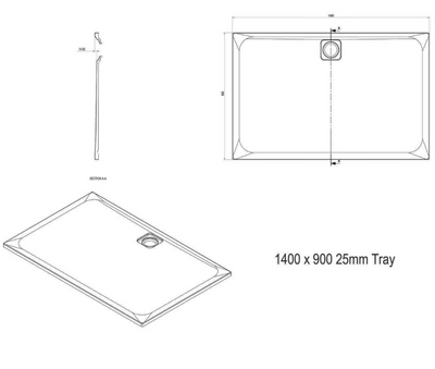 Ellis Slimline Rectangular Shower Tray - 1400 x 900mm