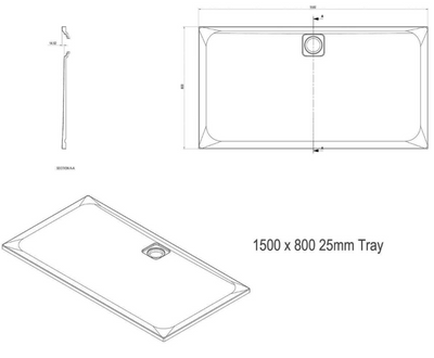 Ellis Slimline Rectangular Shower Tray - 1500 x 800mm