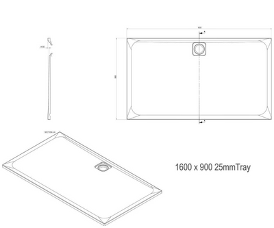 Ellis Slimline Rectangular Shower Tray - 1600 x 900mm