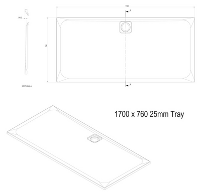 Ellis Slimline Rectangular Shower Tray - 1700 x 760mm