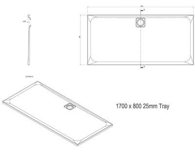 Ellis Slimline Rectangular Shower Tray - 1700 x 800mm