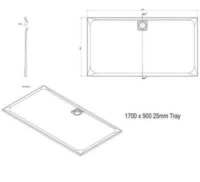 Ellis Slimline Rectangular Shower Tray - 1700 x 900mm