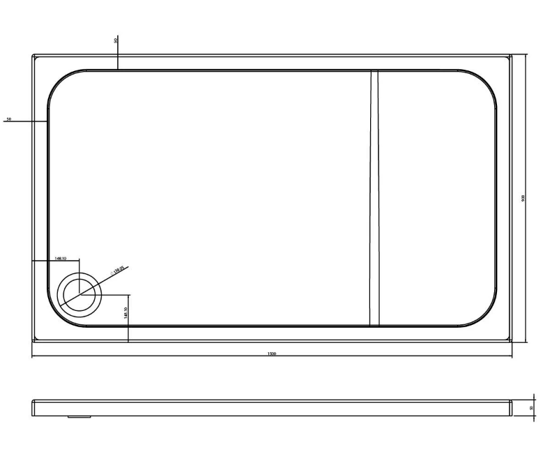 Detroit Low Profile Anti-Slip Shower Tray - 1500x900mm