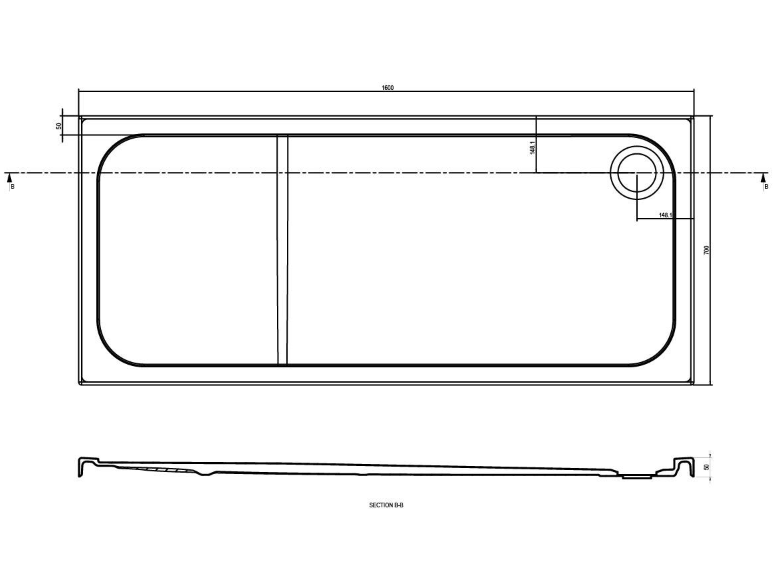 Detroit Low Profile Anti-Slip Shower Tray - 1600x700mm