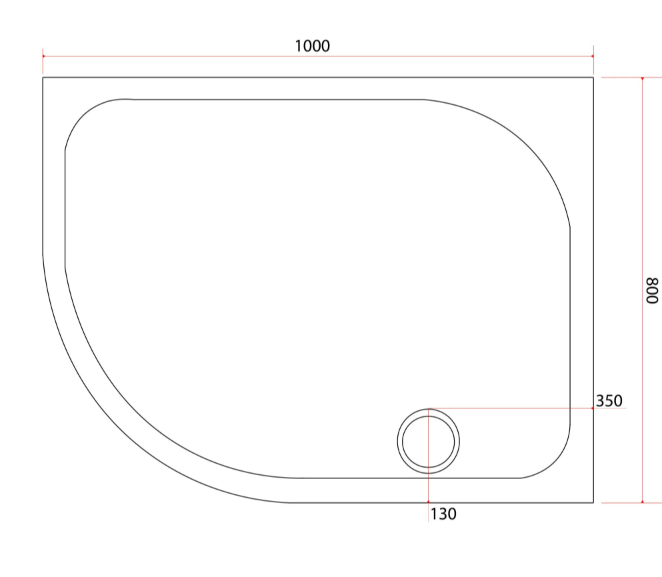 Paige Offset Quadrant Left Hand Low Profile Shower Tray - 1000mm x 800mm