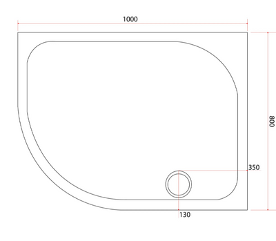 Paige Offset Quadrant Left Hand Low Profile Shower Tray - 1000mm x 800mm