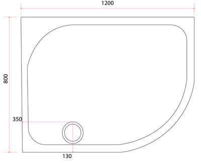 Paige Offset Quadrant Right Hand Low Profile Shower Tray - 1200mm x 800mm