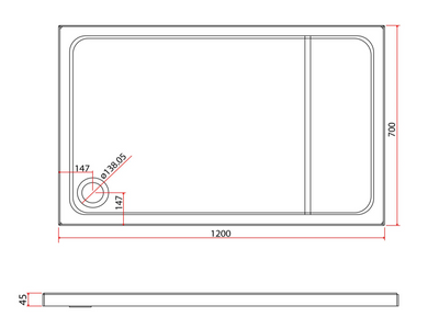 Paige Rectangle Low Profile Shower Tray - 1200mm x 700mm