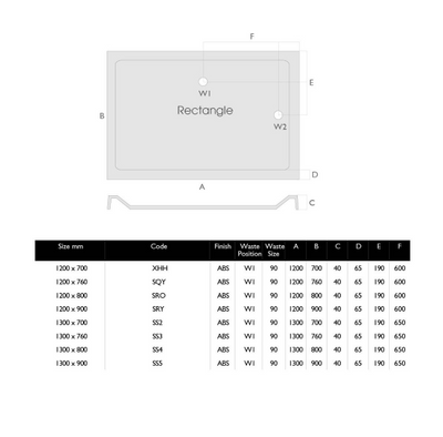 Paige Rectangle Low Profile Shower Tray - 1300mm x 700mm