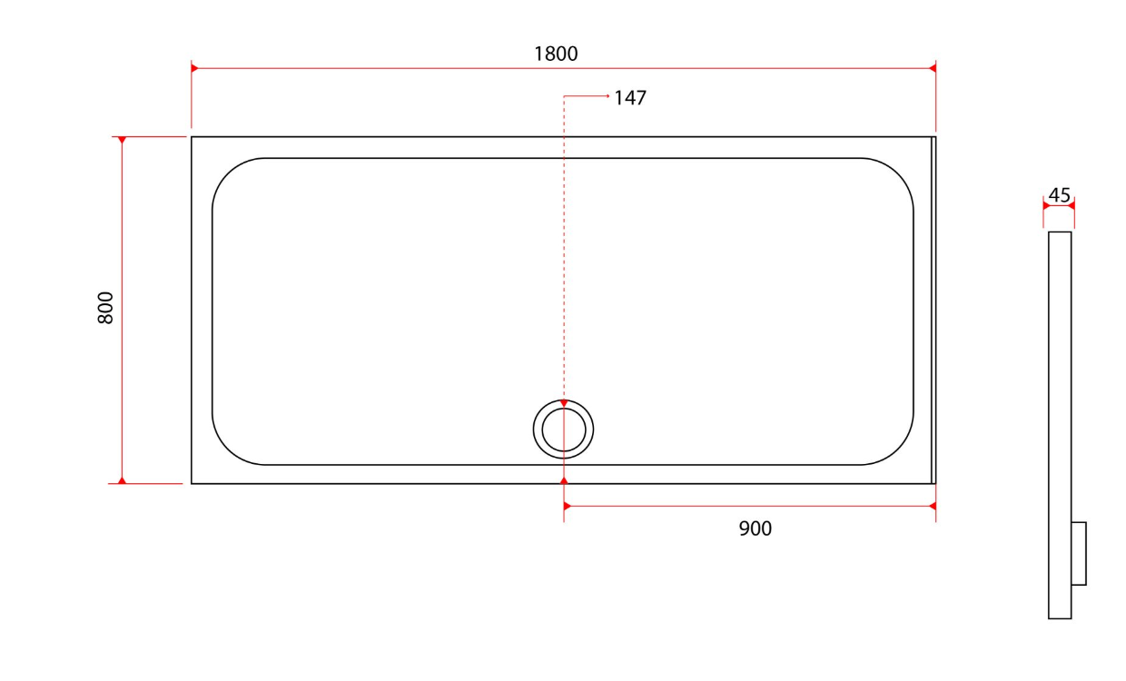 Paige Rectangle Low Profile Shower Tray - 1800mm x 800mm