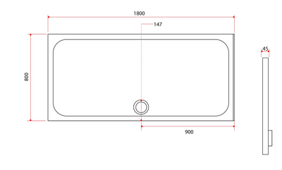 Paige Rectangle Low Profile Shower Tray - 1800mm x 800mm