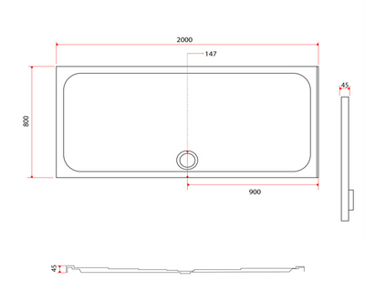 Paige Rectangle Low Profile Shower Tray - 2000mm x 800mm