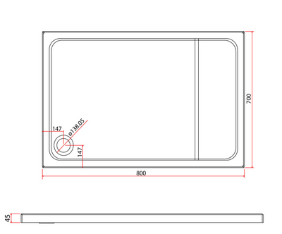 Paige Rectangle Low Profile Shower Tray - 800mm x 700mm