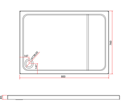 Paige Rectangle Low Profile Shower Tray - 800mm x 760mm