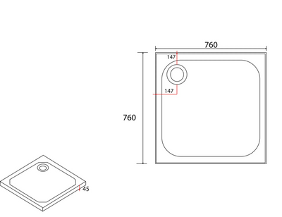 Paige Square Low Profile Shower Tray - 760mm x 760mm