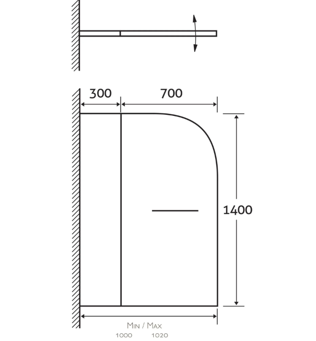 Navy Double Curved Bath Screen