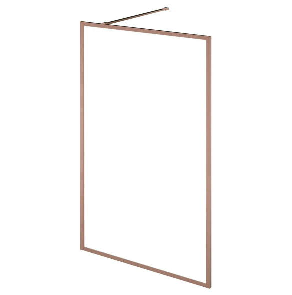 Hopper Brushed Bronze Frame Bath Screen - Clear Glass N24