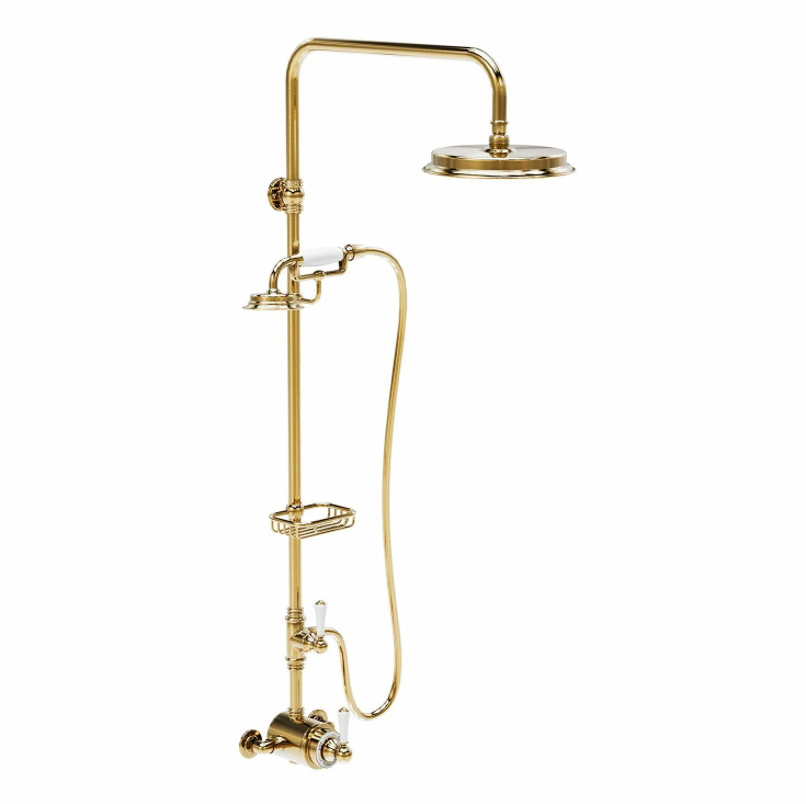 William Traditional Thermostatic Shower Pack - Brushed Gold N24