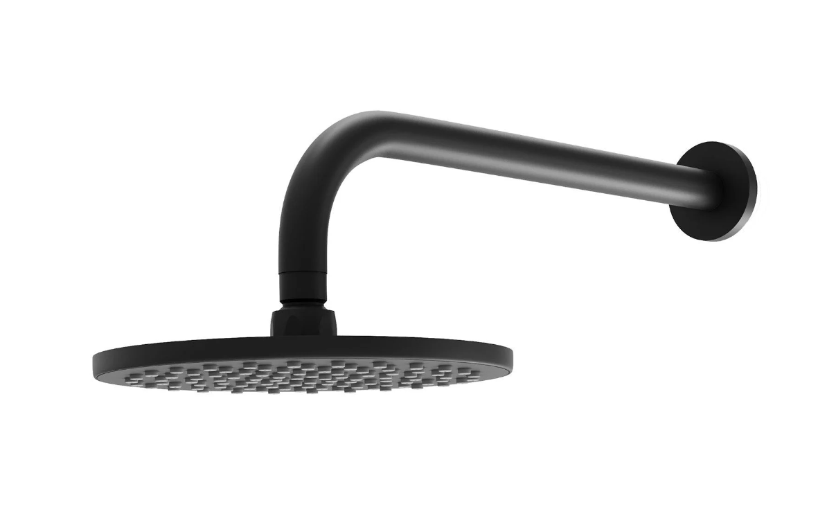 Ellie Round 200mm Shower Head and Arm - Matt Black N24