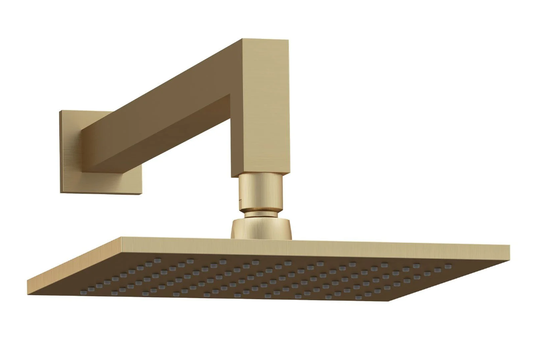 Marge Square 200mm Shower Head and Arm - Brushed Gold N24