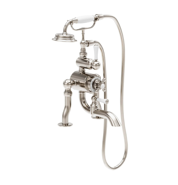 William Traditional Thermostatic Bath Shower Mixer Tap - Brushed Nickel N24