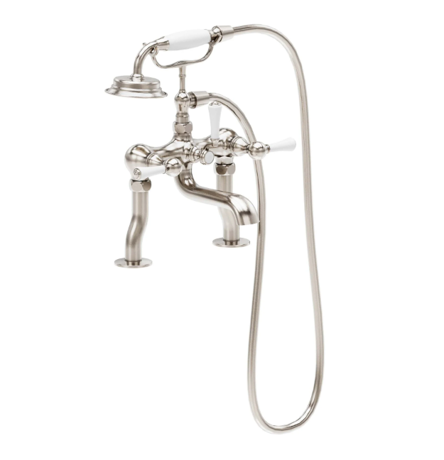 William Traditional Bath Shower Mixer Tap - Brushed Nickel N24