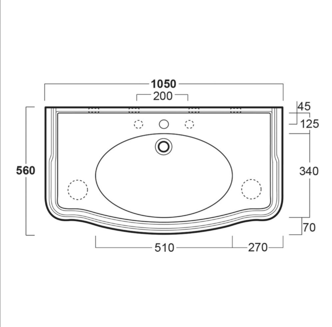 Alice 1050mm Console Basin with Ceramic Legs