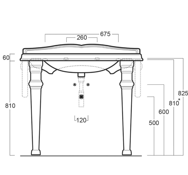 Alice 1050mm Console Basin with Ceramic Legs