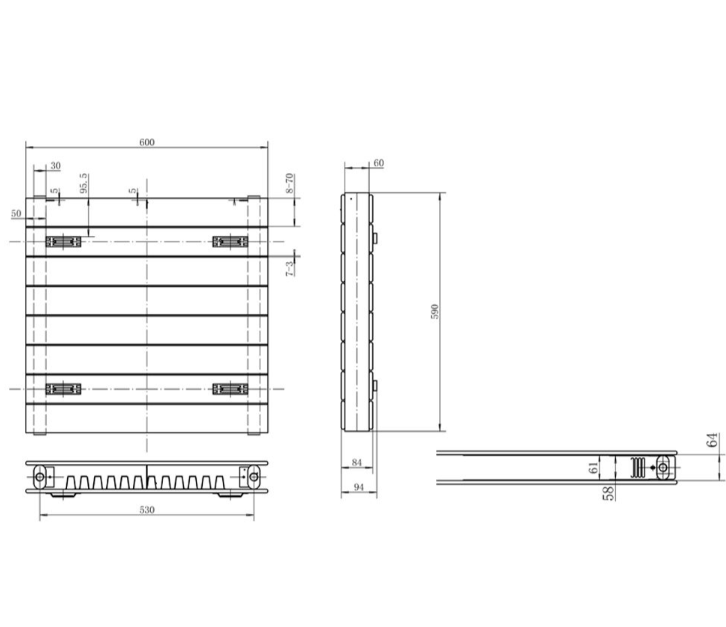 New Mexico Black Horizontal Convector Radiator - 600x600mm