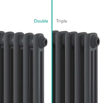 Nevada Matt Black Triple Horizontal Column Radiator - 400mm