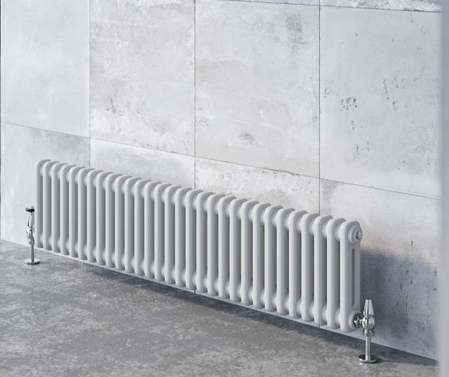 Nevada White Double Horizontal Column Radiator - 300mm