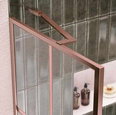 Hopper Brushed Bronze Shower Screen Angled Support Bar - 480mm