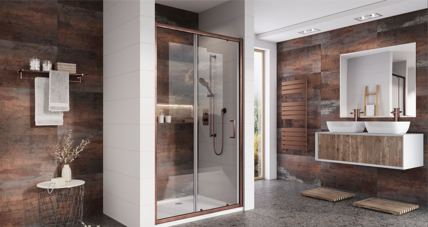 Murphy 1200mm Sliding Shower Door - Brushed Bronze N24