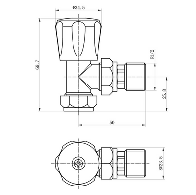 Thermostatic Black Angled Pair of Radiator Valves