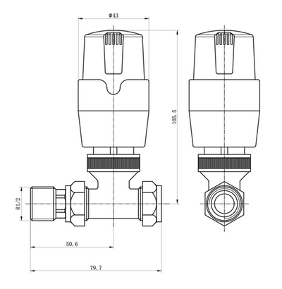 Thermostatic Black Straight Pair of Radiator Valves