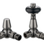 Wooden Head Corner Pair of Radiator Valves - Black Nickel N24