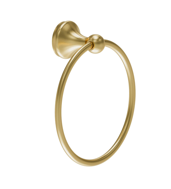 William Traditional Round Towel Ring - Brushed Gold